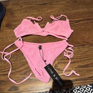 Love and bikinis light pink v bikini and side tie bottoms